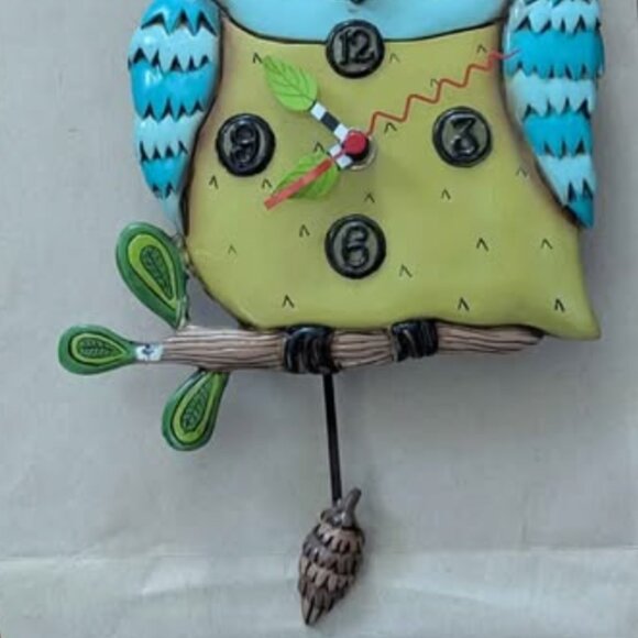 Handmade Whimsical Ceramic Owl Wall Clock by Allen Studios - Picture 4 of 6